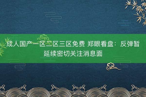 成人国产一区二区三区免费 郑眼看盘：反弹暂延续密切关注消息面