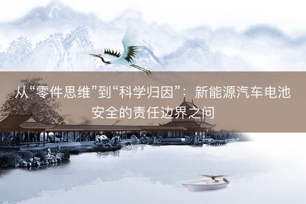 从“零件思维”到“科学归因”：新能源汽车电池安全的责任边界之问