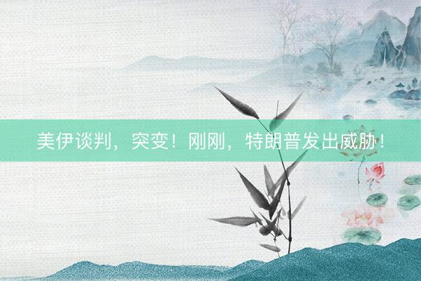 美伊谈判，突变！刚刚，特朗普发出威胁！
