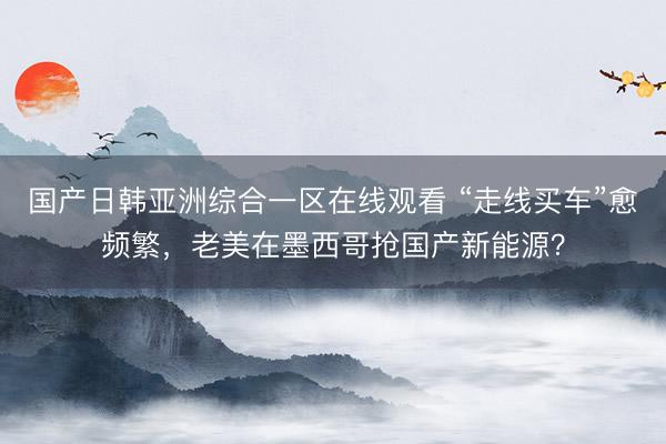 国产日韩亚洲综合一区在线观看 “走线买车”愈频繁，老美在墨西哥抢国产新能源？