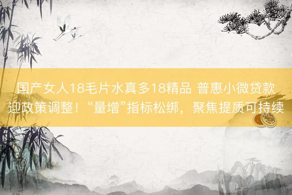国产女人18毛片水真多18精品 普惠小微贷款迎政策调整！“量增”指标松绑，聚焦提质可持续