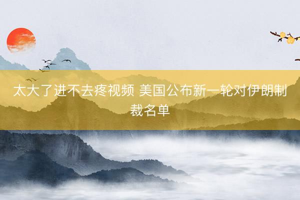 太大了进不去疼视频 美国公布新一轮对伊朗制裁名单