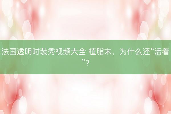 法国透明时装秀视频大全 植脂末，为什么还“活着”？