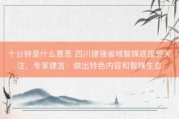 十分钟是什么意思 四川建强省域智媒底座受关注，专家建言：做出特色内容和智媒生态