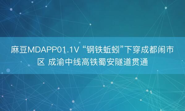 麻豆MDAPP01.1V “钢铁蚯蚓”下穿成都闹市区 成渝中线高铁蜀安隧道贯通