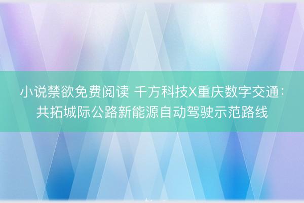 小说禁欲免费阅读 千方科技X重庆数字交通：共拓城际公路新能源自动驾驶示范路线
