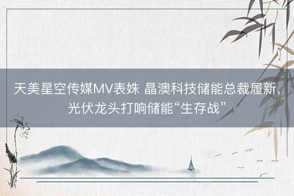 天美星空传媒MV表姝 晶澳科技储能总裁履新，光伏龙头打响储能“生存战”