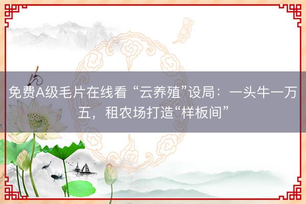 免费A级毛片在线看 “云养殖”设局：一头牛一万五，租农场打造“样板间”