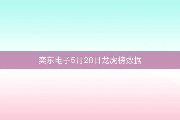 奕东电子5月28日龙虎榜数据