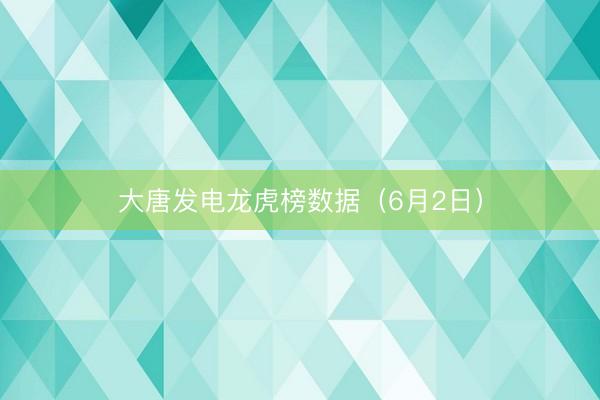 大唐发电龙虎榜数据（6月2日）