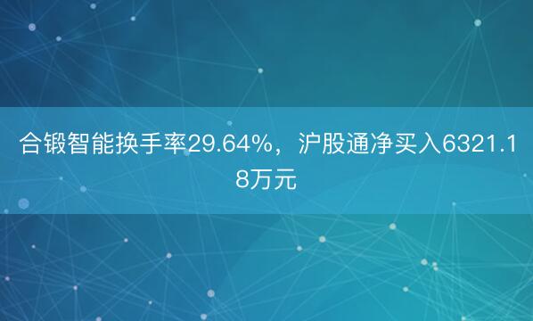 合锻智能换手率29.64%，沪股通净买入6321.18万元