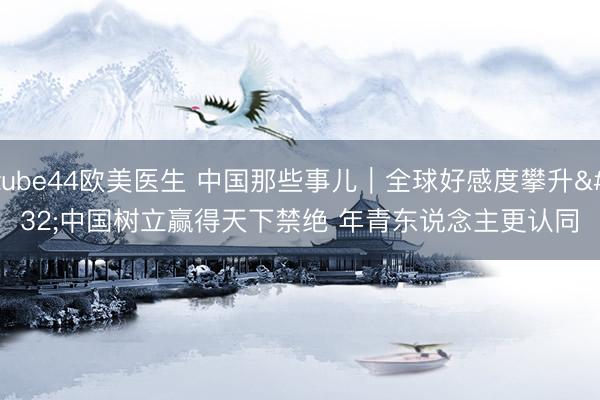 tube44欧美医生 中国那些事儿｜全球好感度攀升 中国树立赢得天下禁绝 年青东说念主更认同