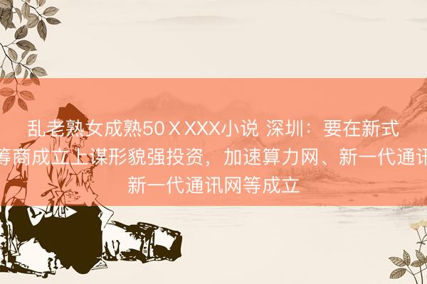 乱老熟女成熟50ⅩXXX小说 深圳：要在新式基础时势筹商成立上谋形貌强投资，加速算力网、新一代通讯网等成立