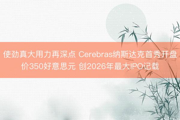 使劲真大用力再深点 Cerebras纳斯达克首秀开盘价350好意思元 创2026年最大IPO记载