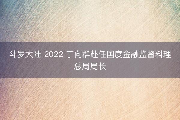 斗罗大陆 2022 丁向群赴任国度金融监督料理总局局长
