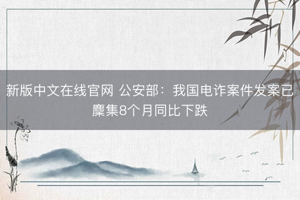新版中文在线官网 公安部：我国电诈案件发案已麇集8个月同比下跌