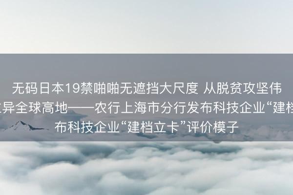 无码日本19禁啪啪无遮挡大尺度 从脱贫攻坚伟大推行到科技立异全球高地——农行上海市分行发布科技企业“建档立卡”评价模子