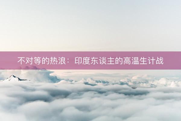 不对等的热浪：印度东谈主的高温生计战
